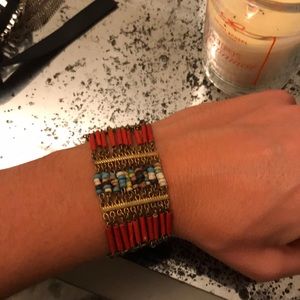 Red/gold beaded bracelet